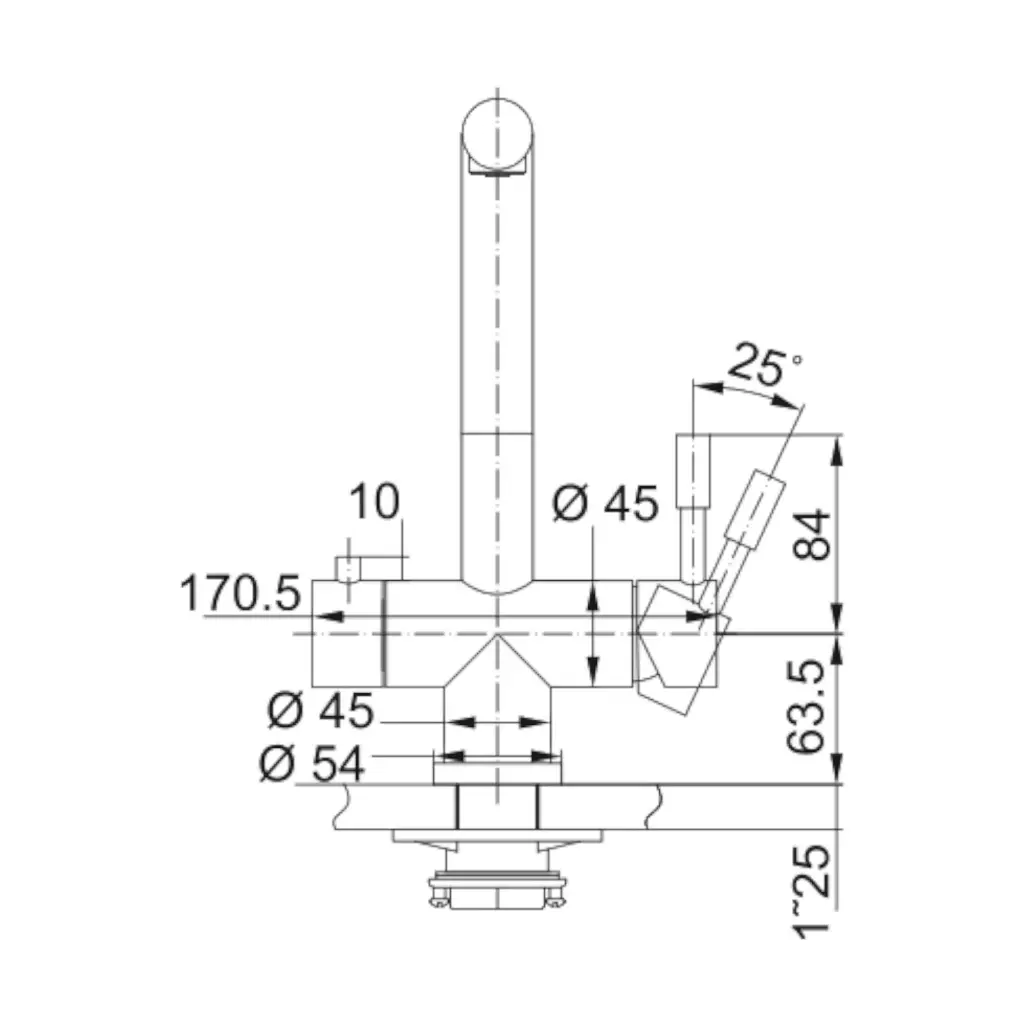 3-Wege-Armatur FRANKE L-Auslauf in Edelstahl Massiv4.webp