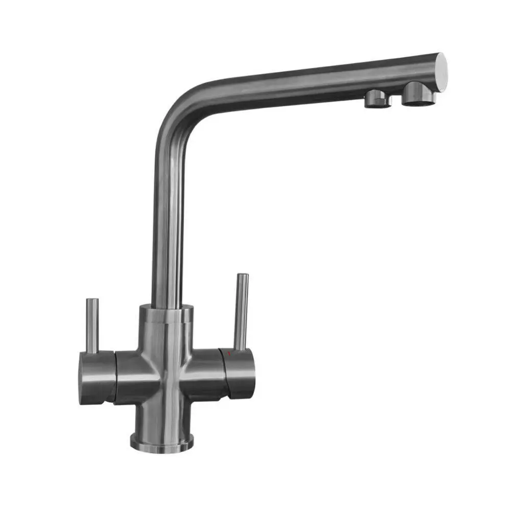 3-Wege-Wasserhahn LANDISH Edelstahl Look Küchenarmatur Spültischarmatur