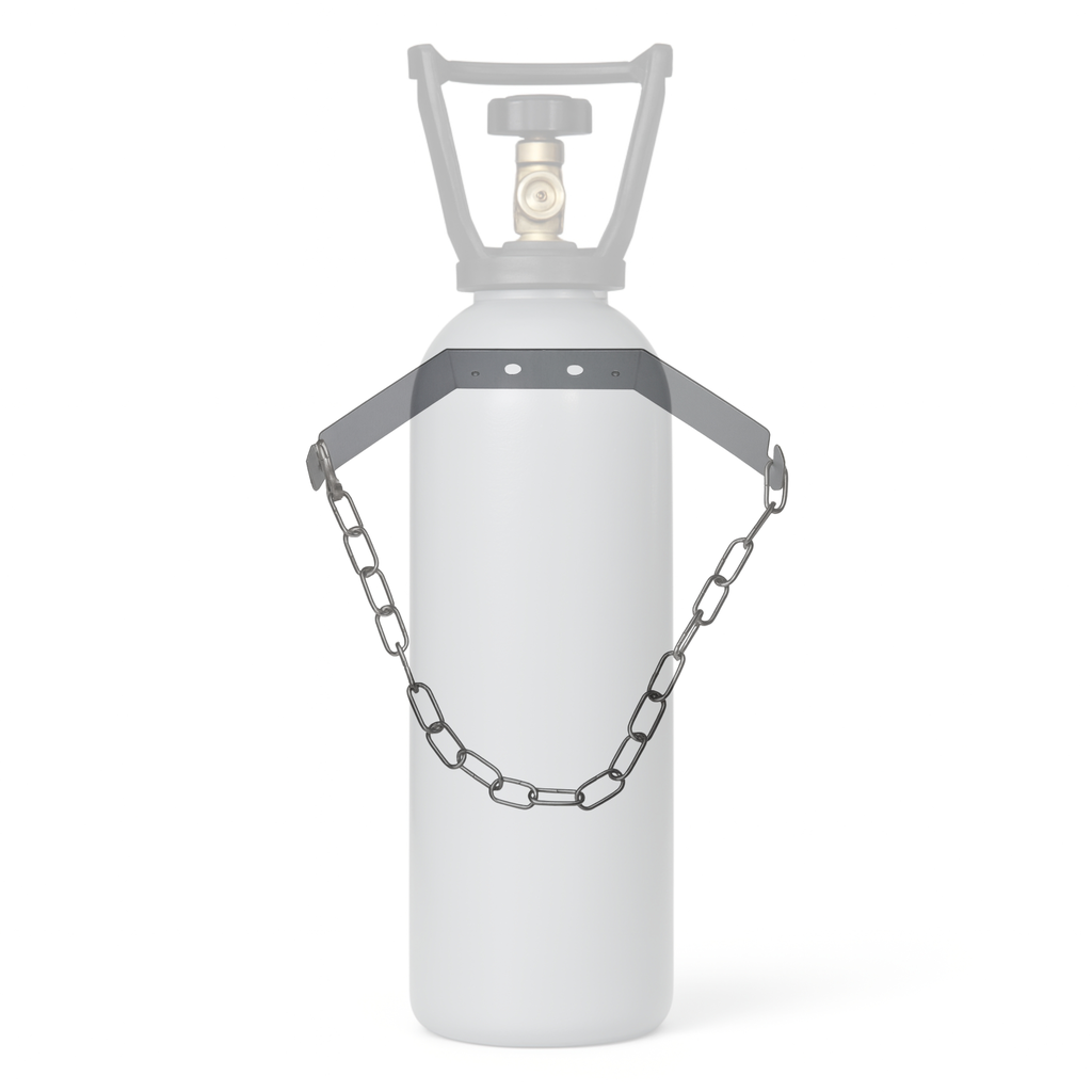 CO2 Flaschenhalter aus Edelstahl inkl. Kette für 2-10 KG Flaschen