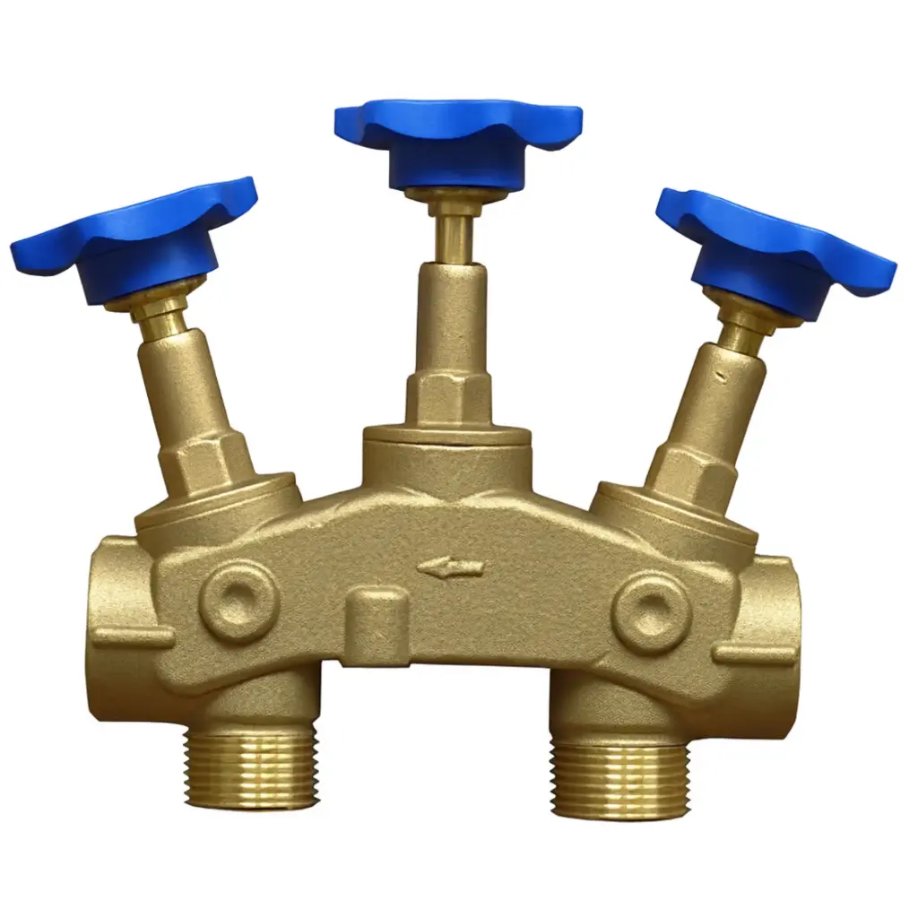 Montageblock mit Bypass-Funktion mit Prüfhahn 1 x 1 Zoll