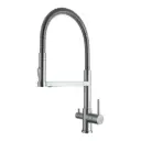 3-Wege-Armatur STATEMENT Spiralfeder - 360° drehbarer Wasserhahn aus massivem 304 Edelstahl | Farbe: Edelstahl gebürstet, Schwarz