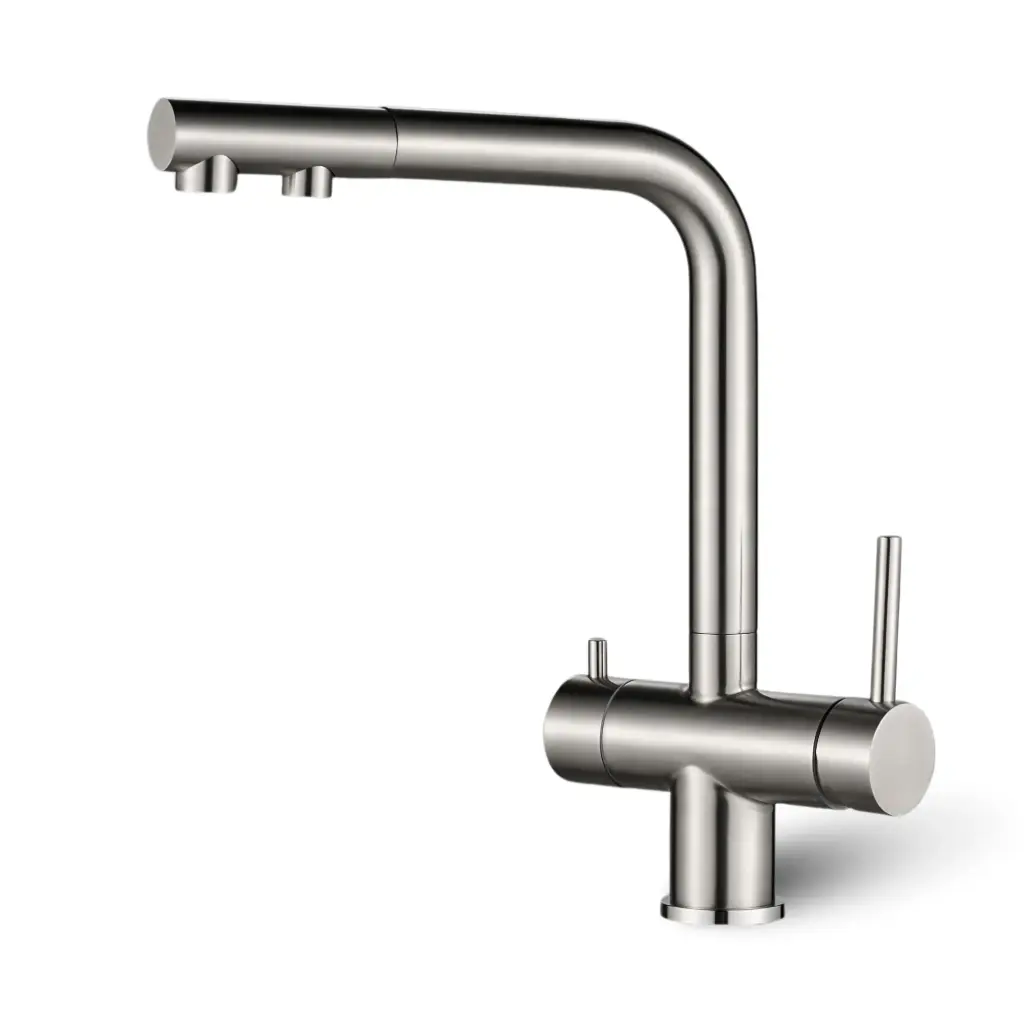 3-Wege-Armatur NORA Pullout L-Auslauf | Farben: Edelstahl gebürstet, Schwarz