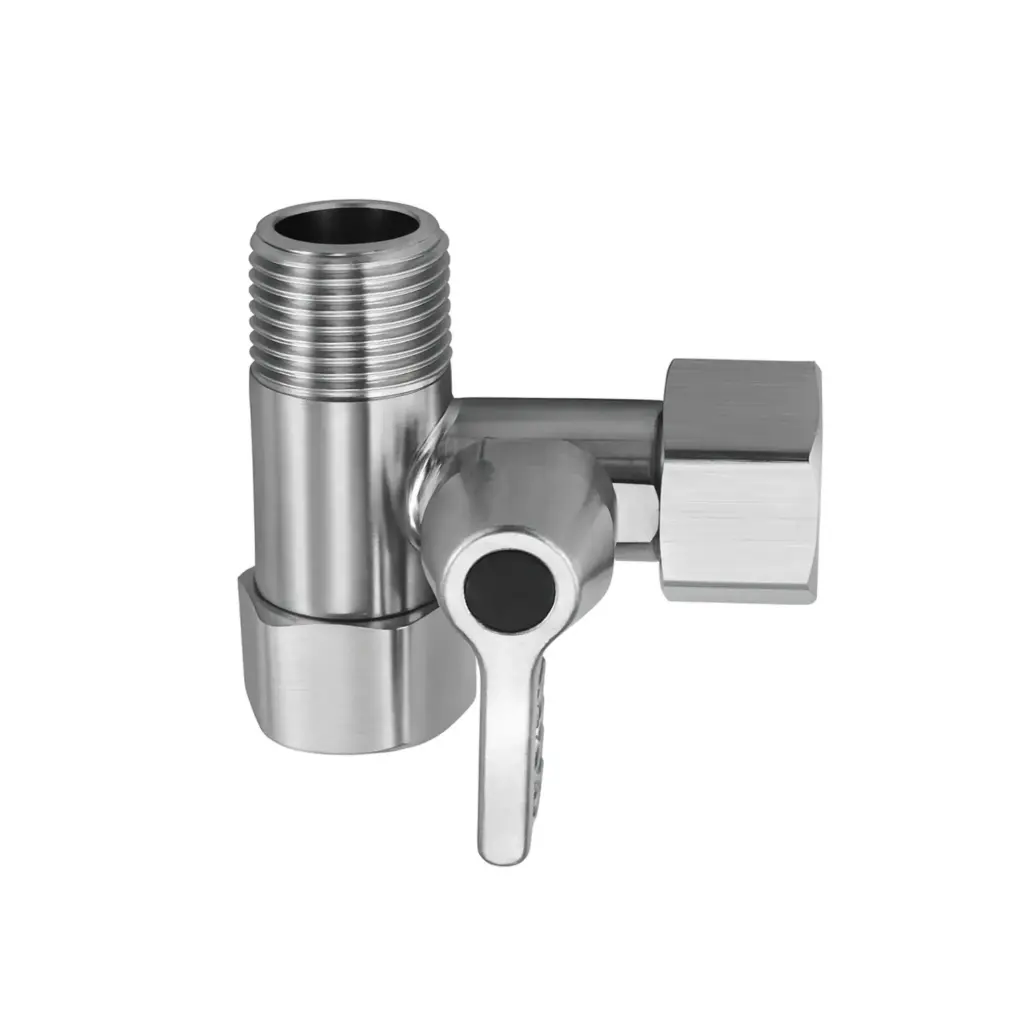 T-Stück Adapter mit Absperrventil Edelstahl Massiv – Eckventilanschluss für Wasserfilter, Kühlschrank & Kaffeemaschine, verschiedene Größen