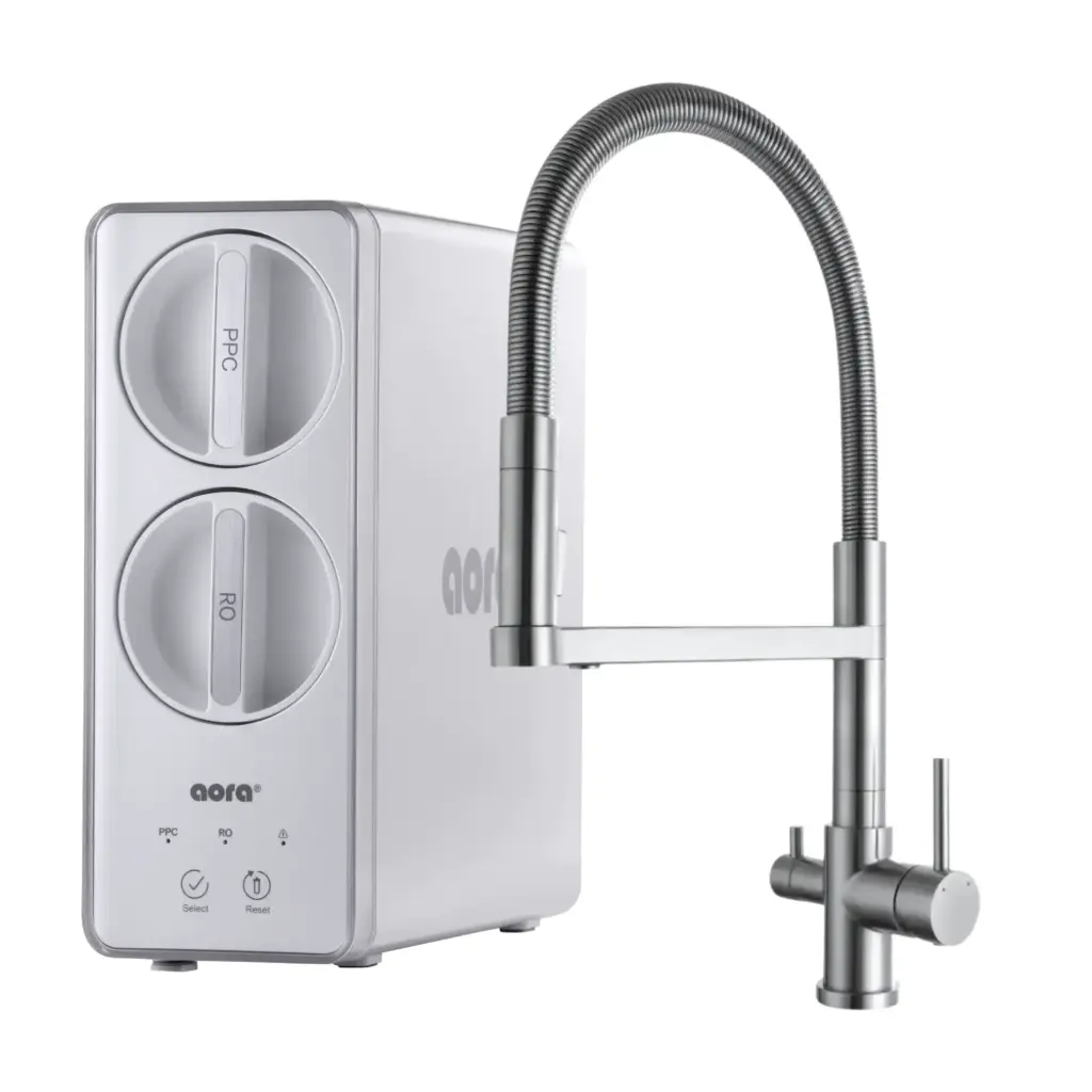 AORA GT600 Umkehrosmose Wasserfilter ohne Tank | 1,57 L/Min. Durchfluss | inkl. 3 Wege-Edelstahl- Wasserhahn | Quick Change Filter | geprüfte Qualität